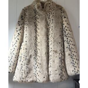 NOVELTI Luxury Faux Fur Long Hip Length Fitted Coat Jacket Size 13/14